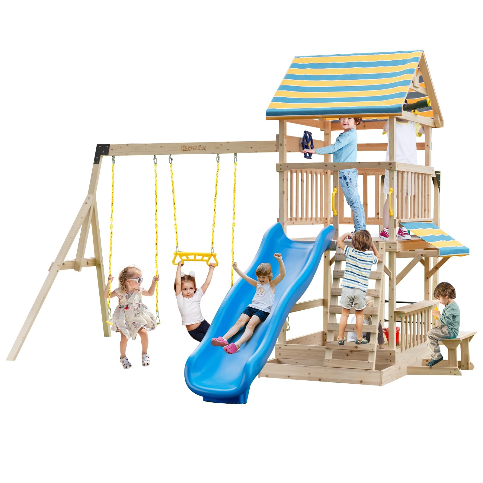 Costzon Wooden Swing Set for Backyard