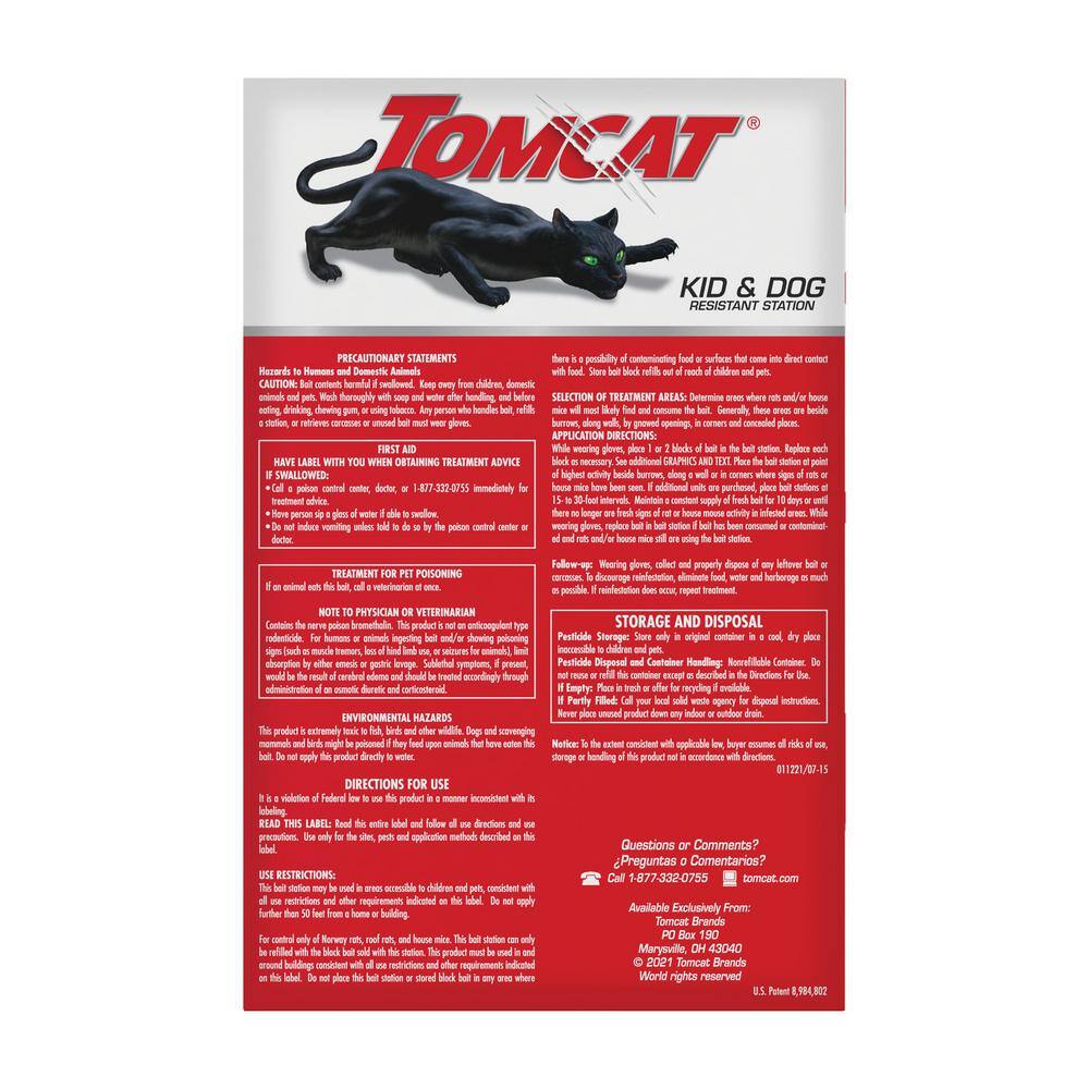 TOMCAT Rat and Mouse Killer Child and Dog Resistant Refillable Station 1 Station with 15 Baits 037091005