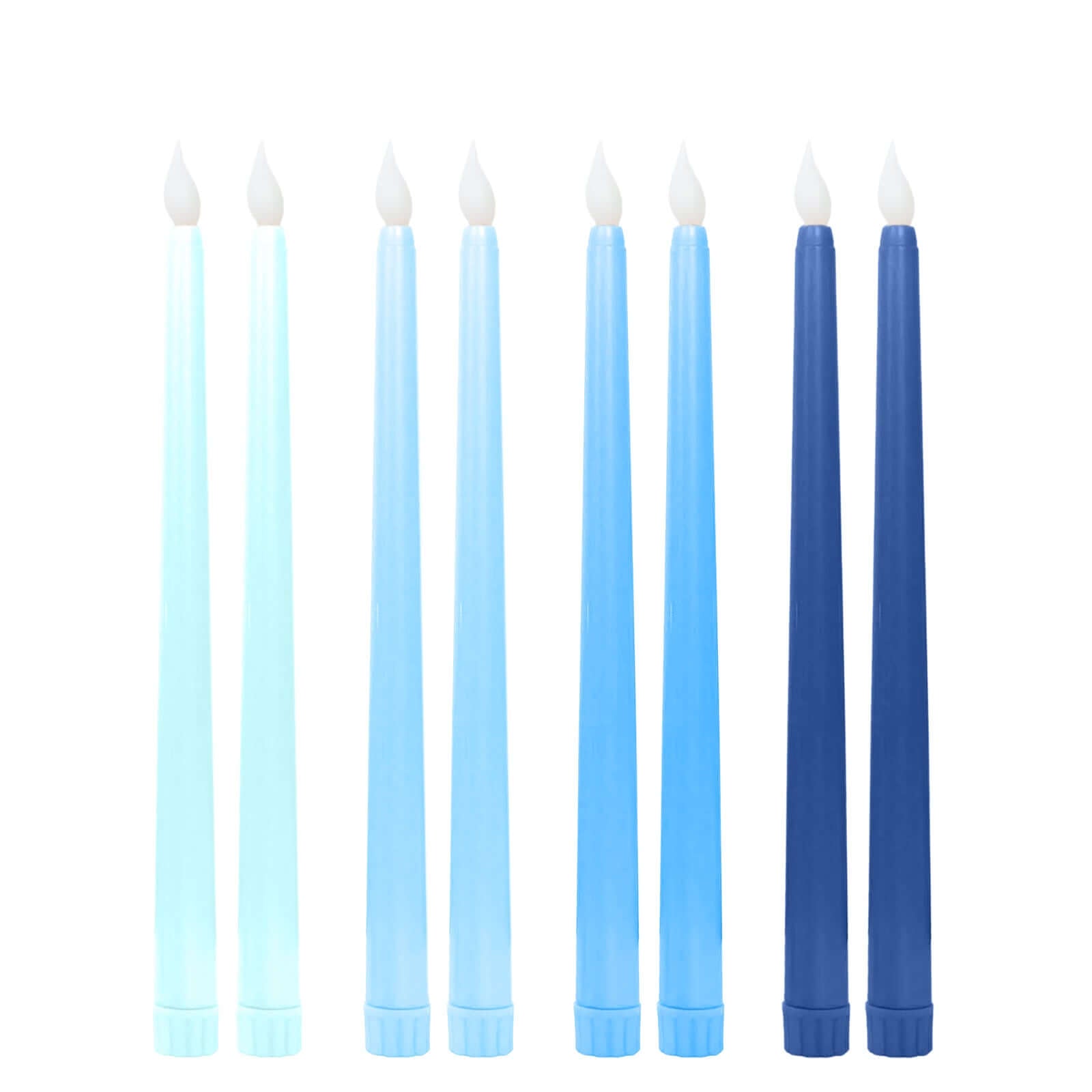 8 Pack Mixed Blue Flameless LED Taper Candles, Flickering Battery Operated Candles - 11