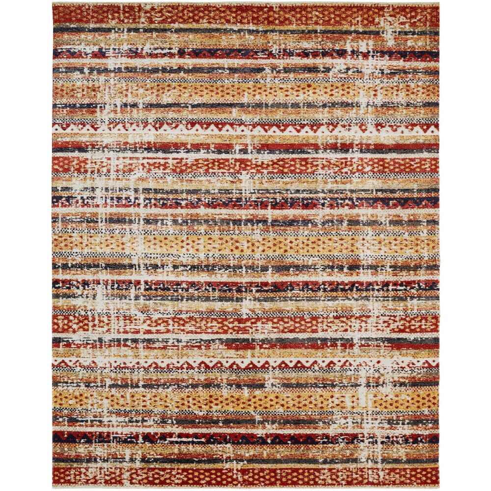 Porch   Den Pommel Distressed Red/Gold Striped Indoor/ Outdoor Area Rug
