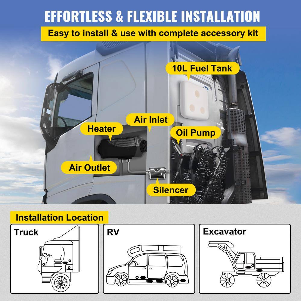 VEVOR 27200 BTU Diesel Air Heater 8KW Muffler Diesel Heater Remote Control with LCD Switch Parking Heater 12-Volt ZCJRQ12V8KWYJKGBKV0