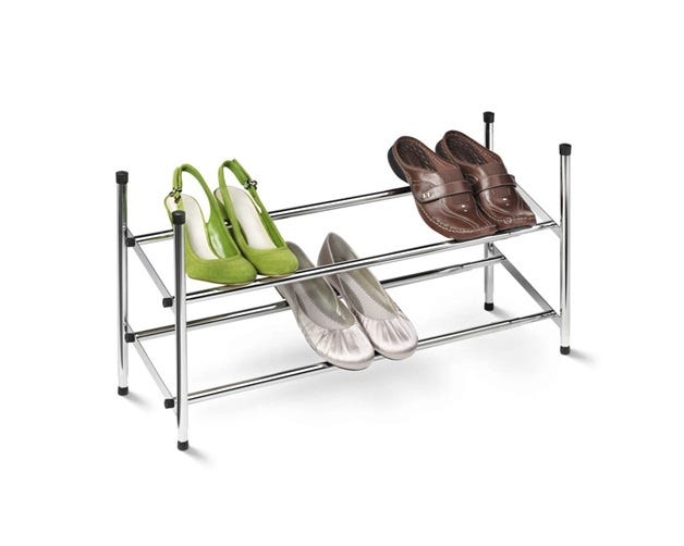 HoneyCanDo 2Tier Chrome Expandable Stackable Shoe Rack SHO01170