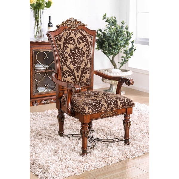 Furniture of America Nald Traditional Brown Fabric Arm Chairs (Set of 2)