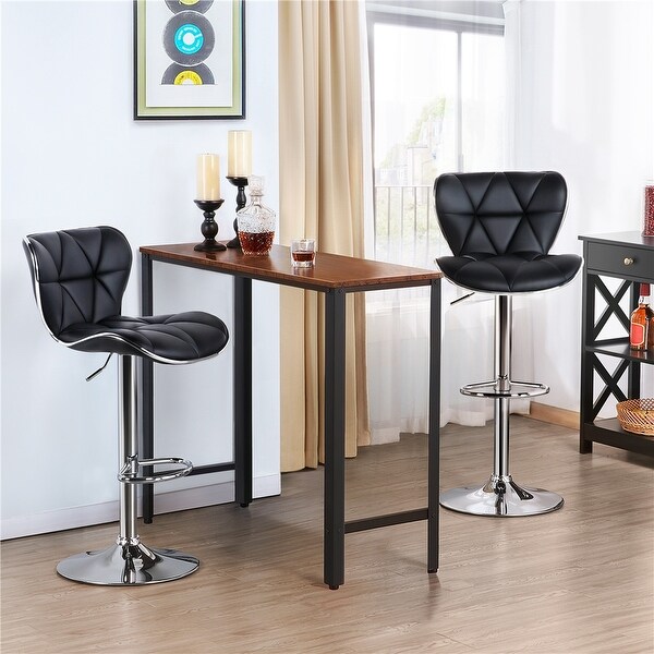 Yaheetech 2pcs Adjustable Chair Bar PU Leather Swivel Bar Stools