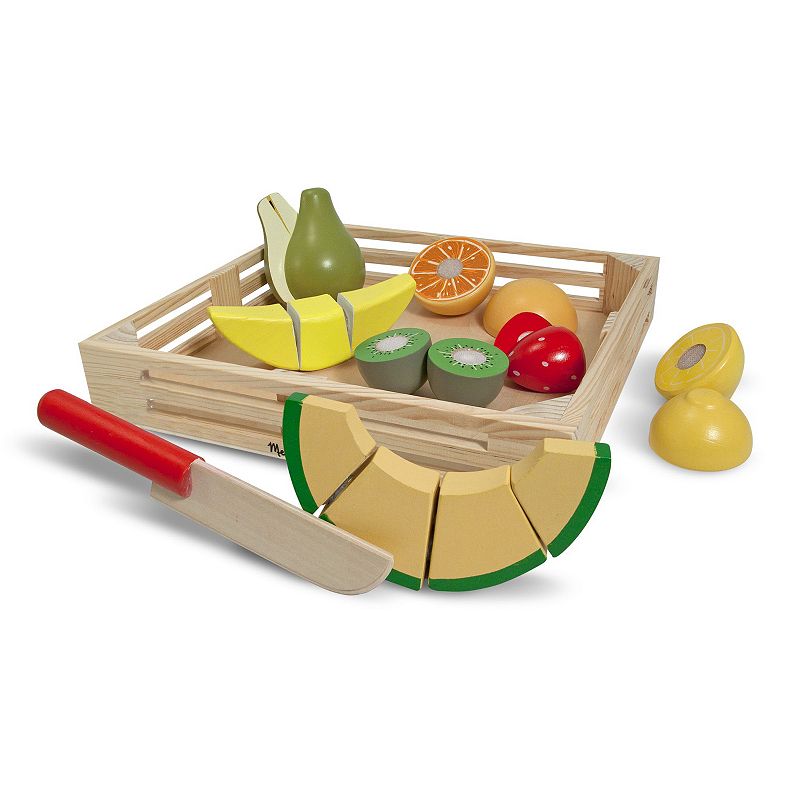 Melissa and Doug Cutting Fruit Set - Wooden Play Food Kitchen Accessory， Multi