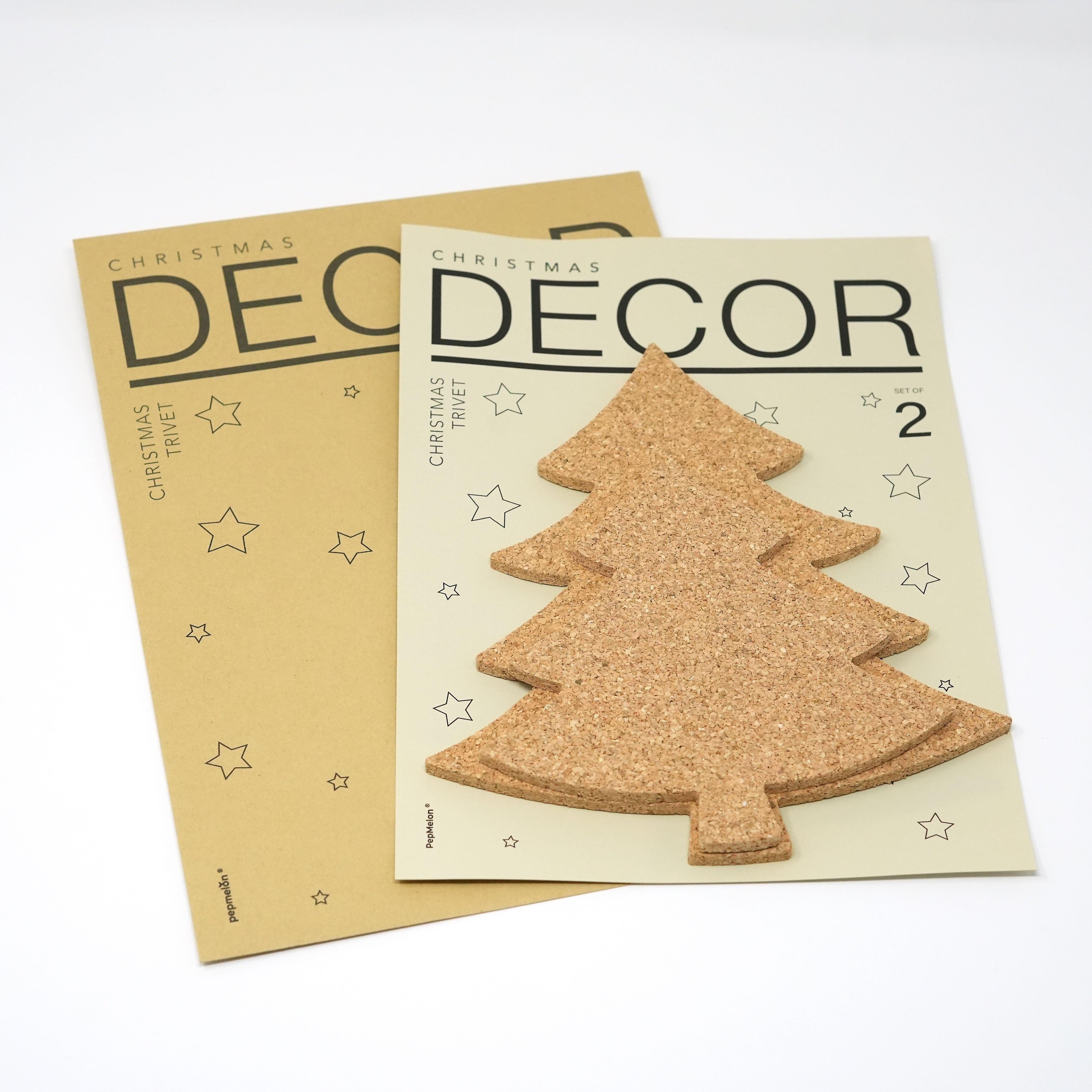 Christmas tree - cork trivet coaster wall decor set of 2