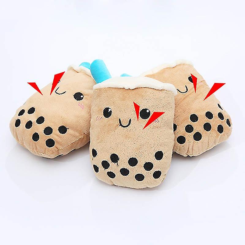 Cute Milk Tea Shaped Plush Pets Dog Squeaky Toys Funny Bite-resistant Molar Puppy Chew Toy Small Large Dogs Supplies