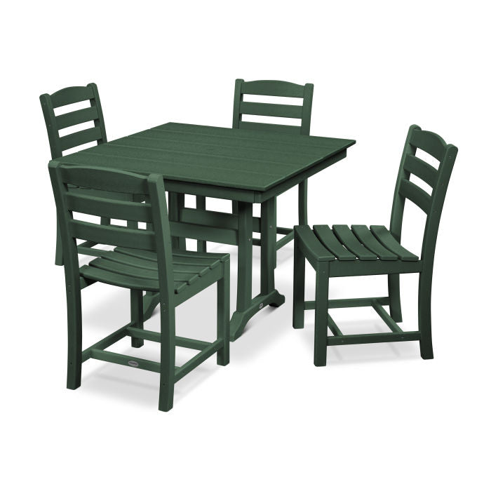 Polywood La Casa Café 5-Piece Farmhouse Trestle Side Chair Dining Set PWS438-1