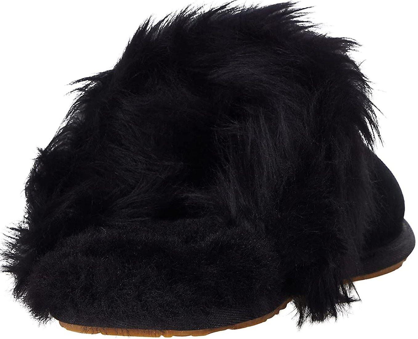 Ugg Scuff Sis Black Womens Suede Fur Slippers