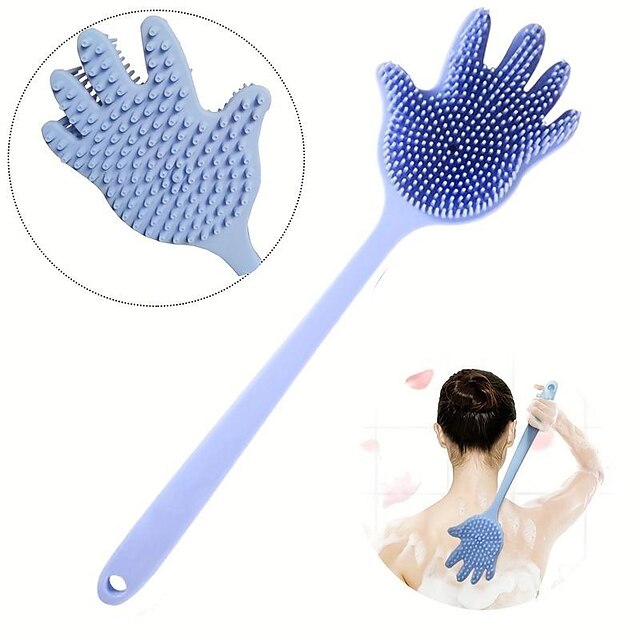 Back Shower Scrubber Long Handle Back Washer For Shower Body Brush Soft Bristled Silicone Shower Scrubber