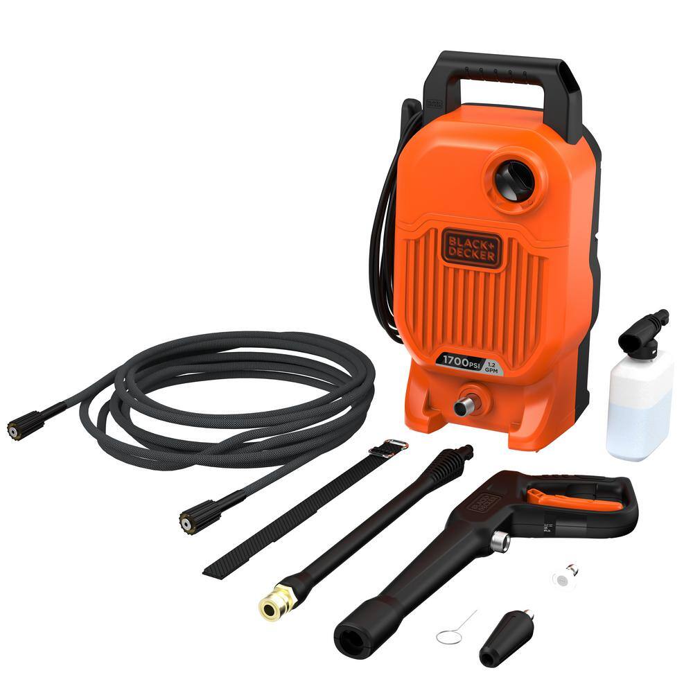 BLACK+DECKER 1700 PSI 1.2 GPM Cold Water Electric Pressure Washer with Integrated Wand and Hose Storage BEPW1700