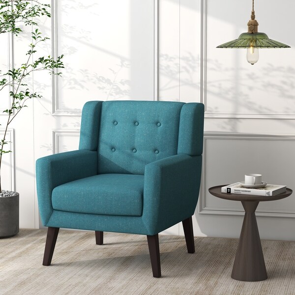 Cotton/ Linen Look Fabric Modern Accent Armchair