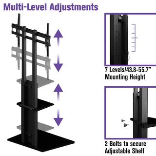 ProMounts Adjustable Universal Ultra Slim TV Floor Stand Tilt Mount for 37-70 in. TVs up to 88lbs Ready to Install Hassle Free ATMSS6401