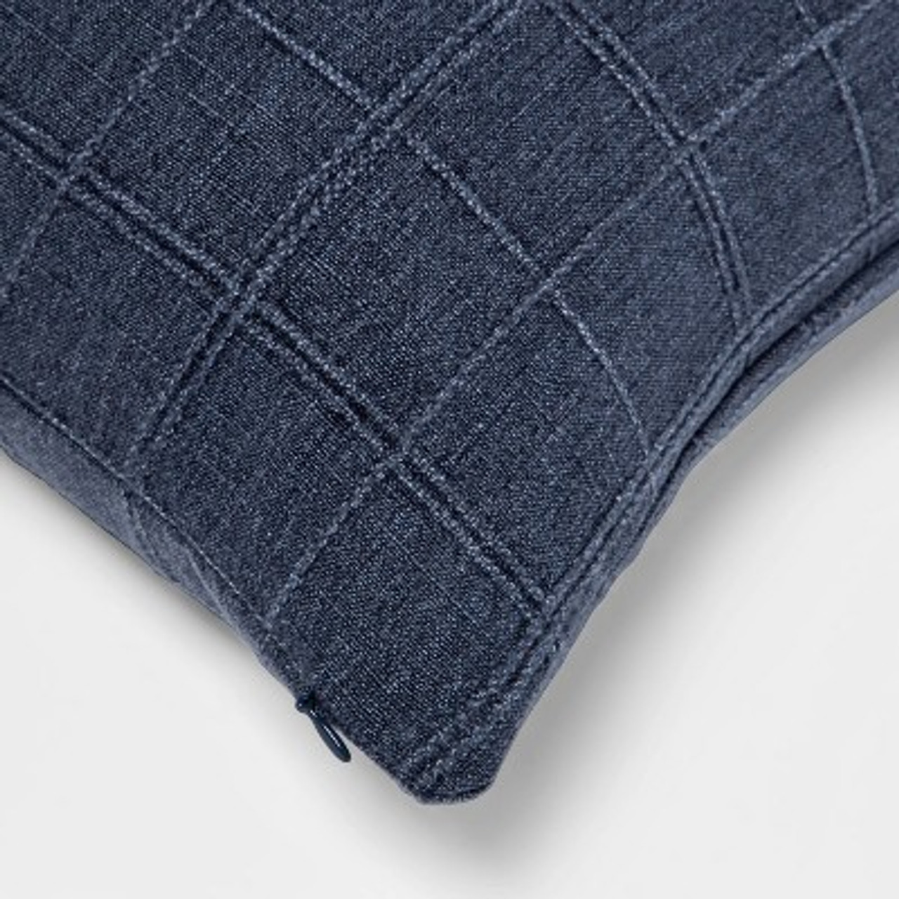 Woven Washed Windowpane Square Throw Pillow Blue - Threshold™