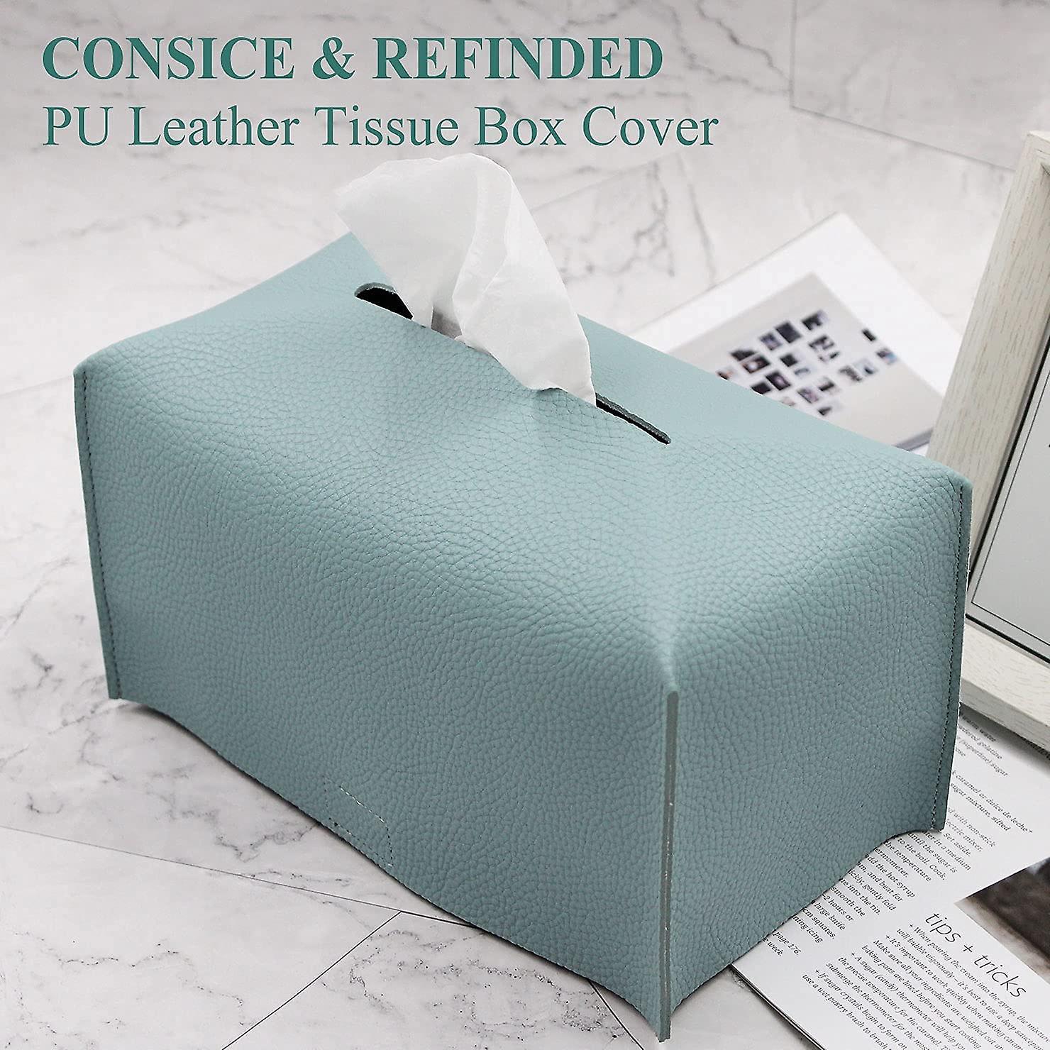 24.13x12.7x12.7cm. Tissue Box Cover， Modern Decorative Pu Leather Rectangular Tissue Box Organizer Holder For Vanity Counter， Nightstands， Living Room