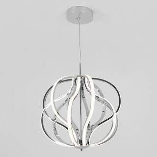 Artika Meridian 30-Watt Integrated LED Chrome Modern Hanging Pendant Chandelier Light Fixture for Dining Room or Kitchen Island PDT-MD-HD