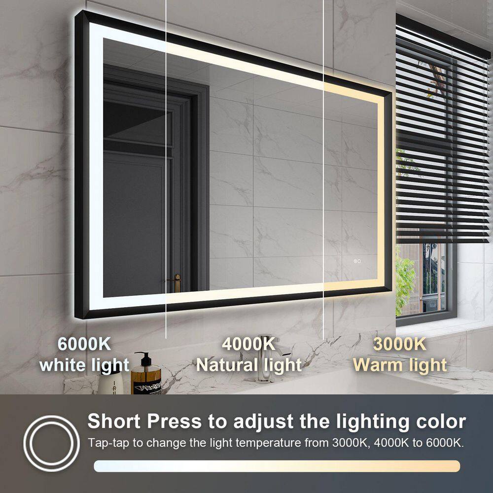 ELLOALLO 28 in. W x 36 in. H Rectangular Aluminum Framed LED Light with 3-Color and Anti-Fog Wall Mount Bathroom Vanity Mirror EVM-S-LB-28