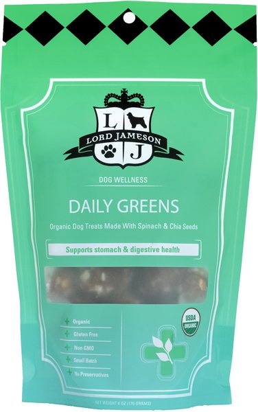 Lord Jameson Daily Greens Organic Dog Treats， 6-oz bag