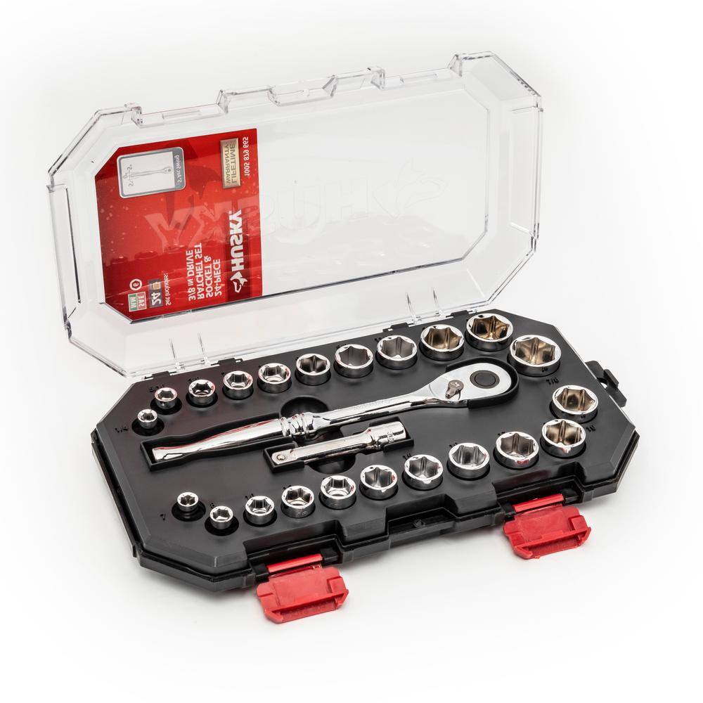 Husky 38 in. Drive Ratchet SAEMetric Standard Socket Set (24-Piece) H3D24PCSWS