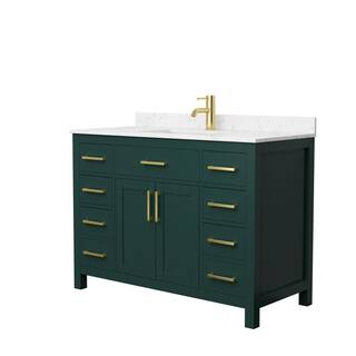 Wyndham Collection Beckett 48 in. W x 22 in. D x 35 in. H Single Sink Bathroom Vanity in Green with Carrara Cultured Marble Top WCG242448SGDCCUNSMXX