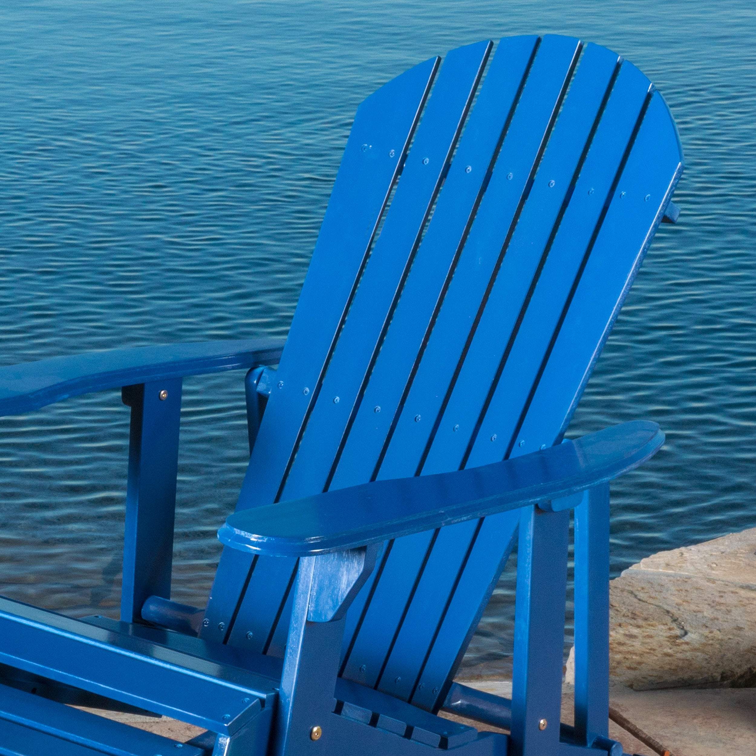 Katherine Outdoor Acacia Wood Adirondack Recliner With Pull Out Footrest