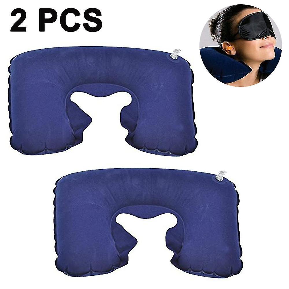 2 Pack U-shaped Portable Inflatable Travel Neck Pillow，compact Travel Pillows Compatible With Airplanes Travel Light Inflatable Neck Pillow Support He