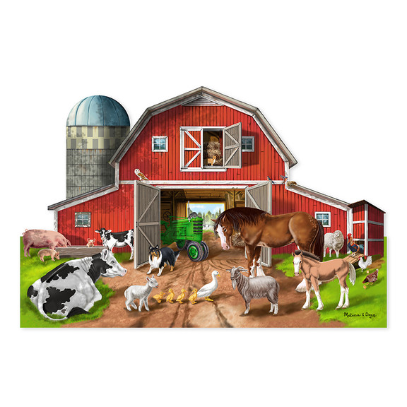 Melissa   Doug LCI2923 Busy Barn Shaped Floor Puzz...