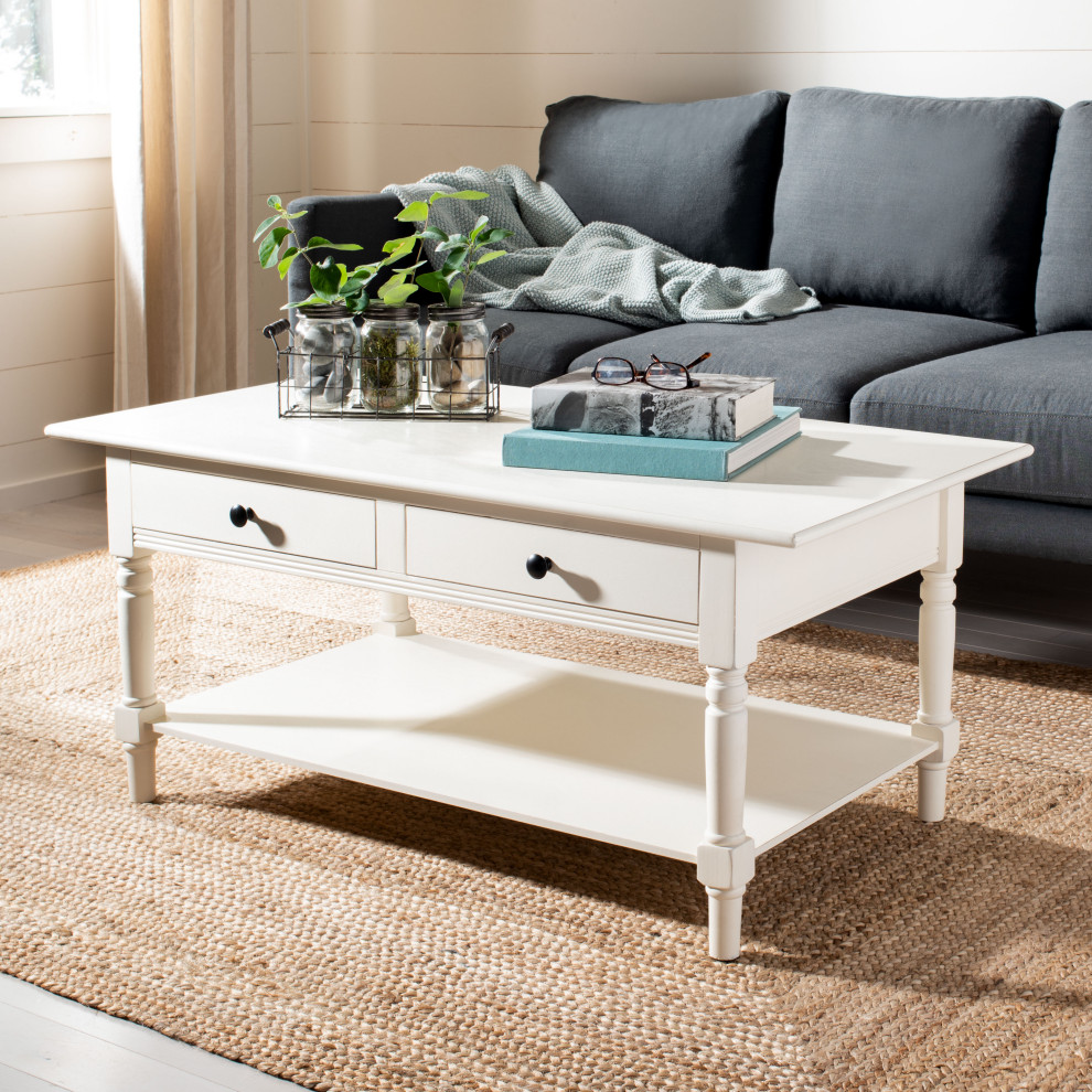 Safavieh Boris 2 Drawer Coffee Table   Traditional   Coffee Tables   by Safavieh  Houzz