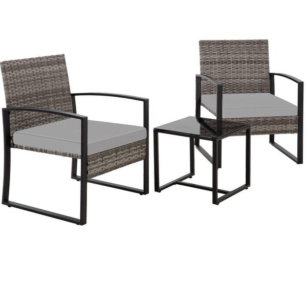 3Piece Wicker Bistro Set，Outdoor Patio chairs and Coffee Table