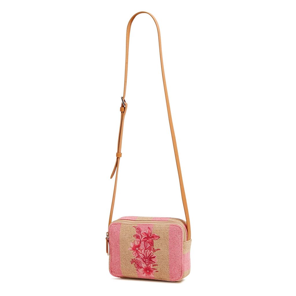 Vera Bradley  Evie Crossbody Bag in Candy Pink Stripe Straw