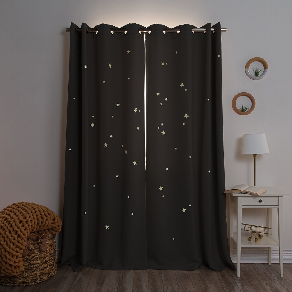 Aurora Home Keedle Doodle DIY Curtain Decoration Set with 2 Blackout Curtains and Glow in the Dark Star Stickers