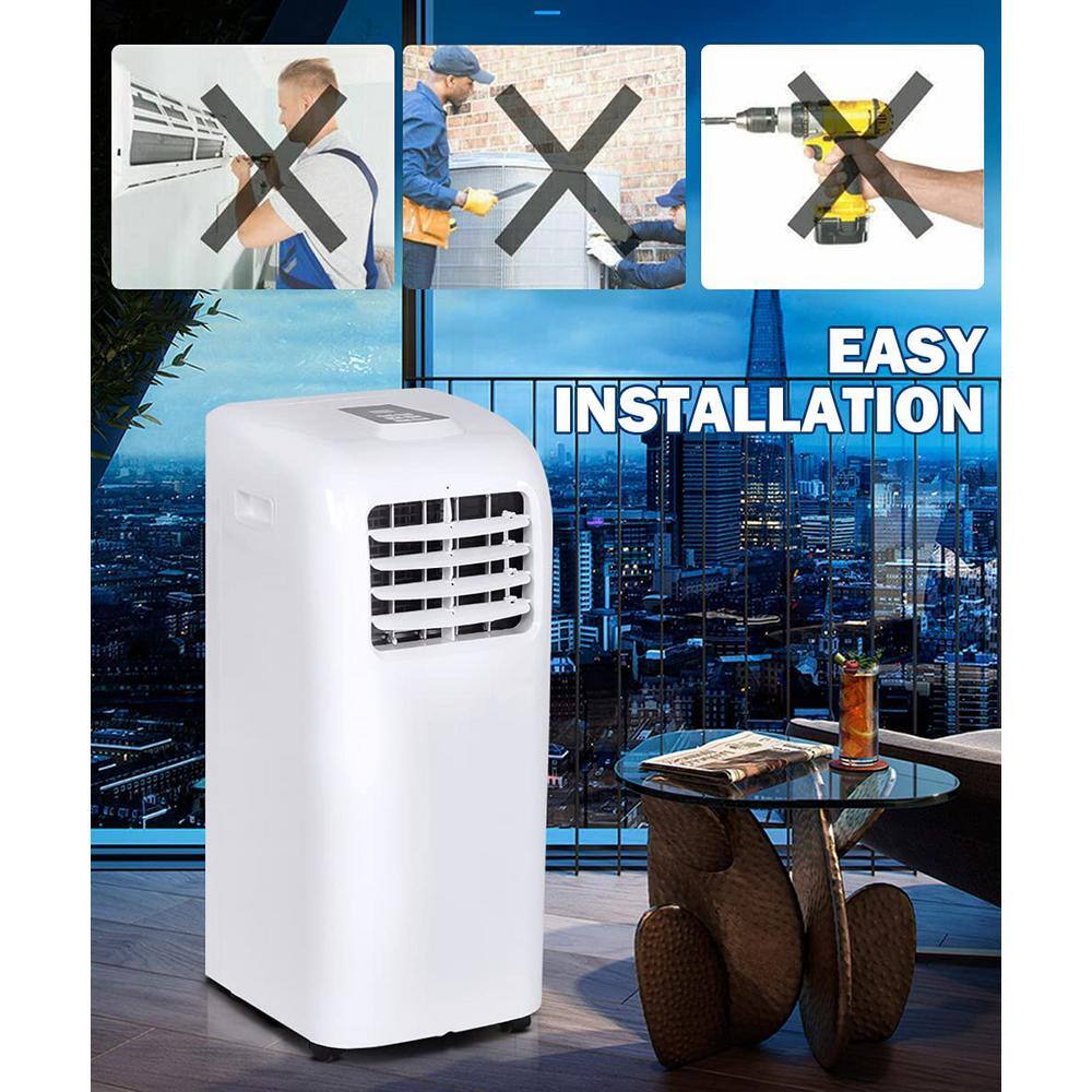 Gymax 8000 BTU(DOE) Portable Air Conditioner Cooling Fan Dehumidifier 8000BTU with Remote Control White GYM07549