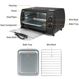 Kahomvis 1000W 4-Slice Black Matte Stainless Countertop Toaster Oven  Pizza Maker Toaster Oven with Bake Tray and Wire Rack ISA-LKD0-YQW