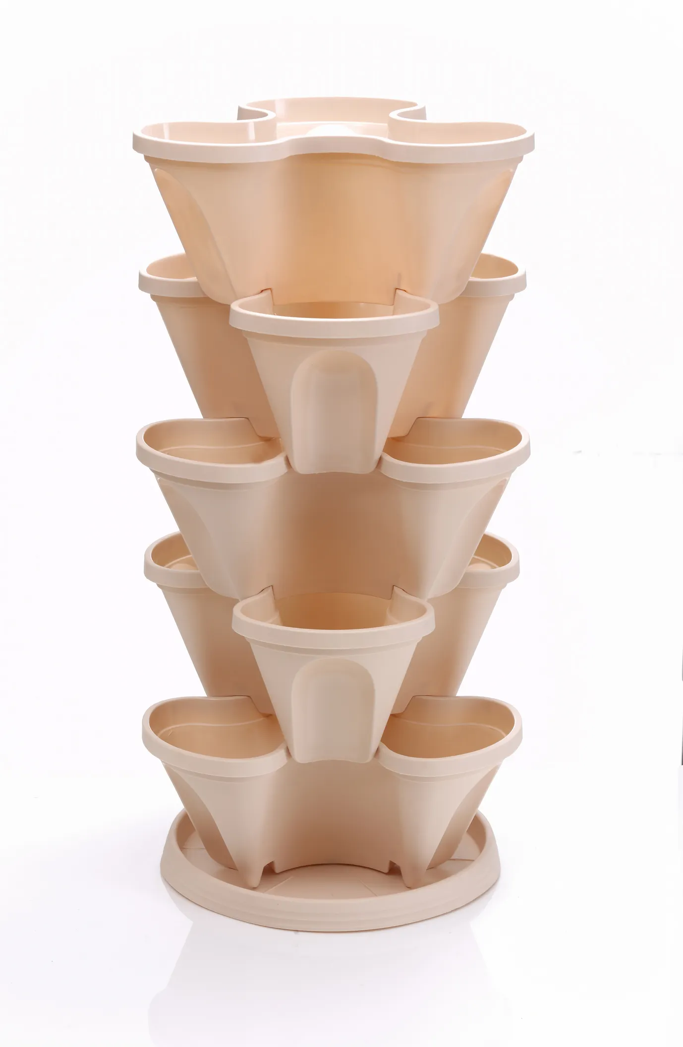 Flower Herb 5 tier Self Watering Stacking Planting Pot Plastic stacking strawberry planter flower pot for home garden