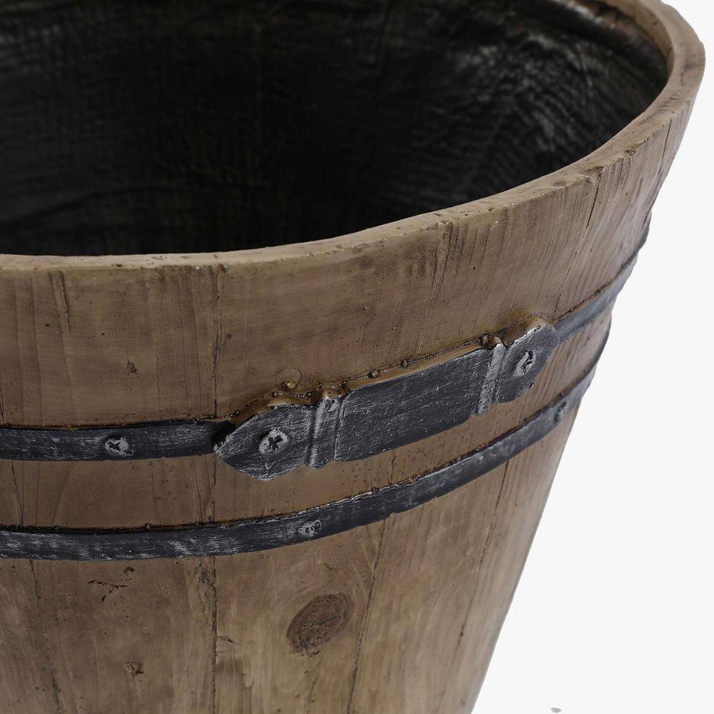 LuxenHome Rustic Fiberclay Barrel Planters (Set of 2) WH028