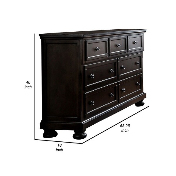 Wooden Transitional Style Dressing Table With Hidden Drawers， Dark Brown