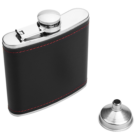 Aspire Blank 6 Ounce PU Leather Hip Flask with Fun...