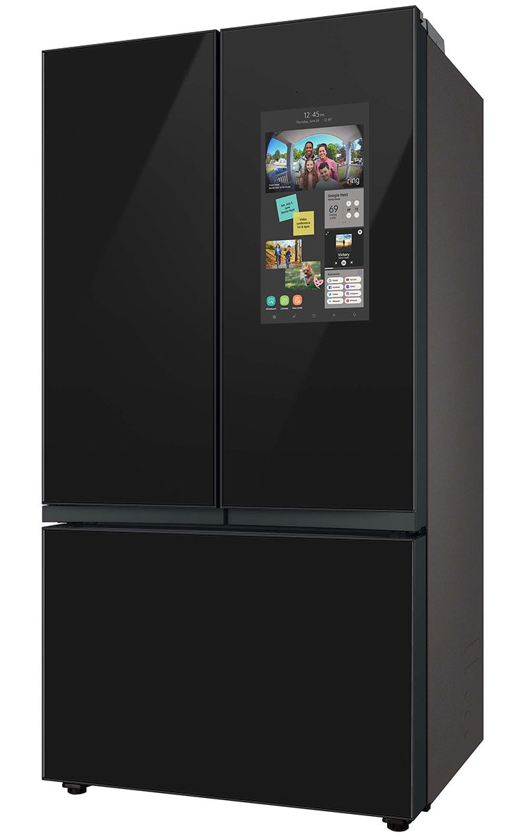  24 Cu. Ft. Custom Panel-Ready With Charcoal Glass Family Hub Panel BESPOKE Counter-Depth 3-Door French Door Refrigerator