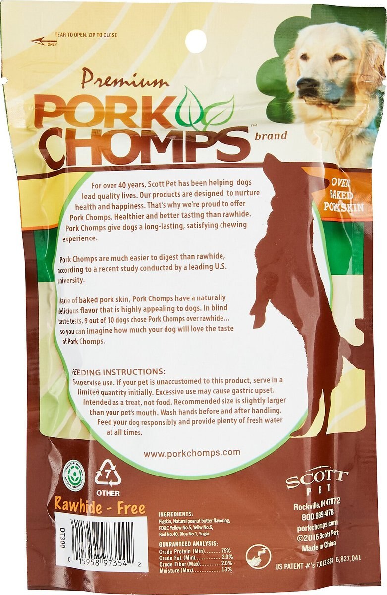 Premium Pork Chomps Peanut Butter Flavor Twists Dog Treats