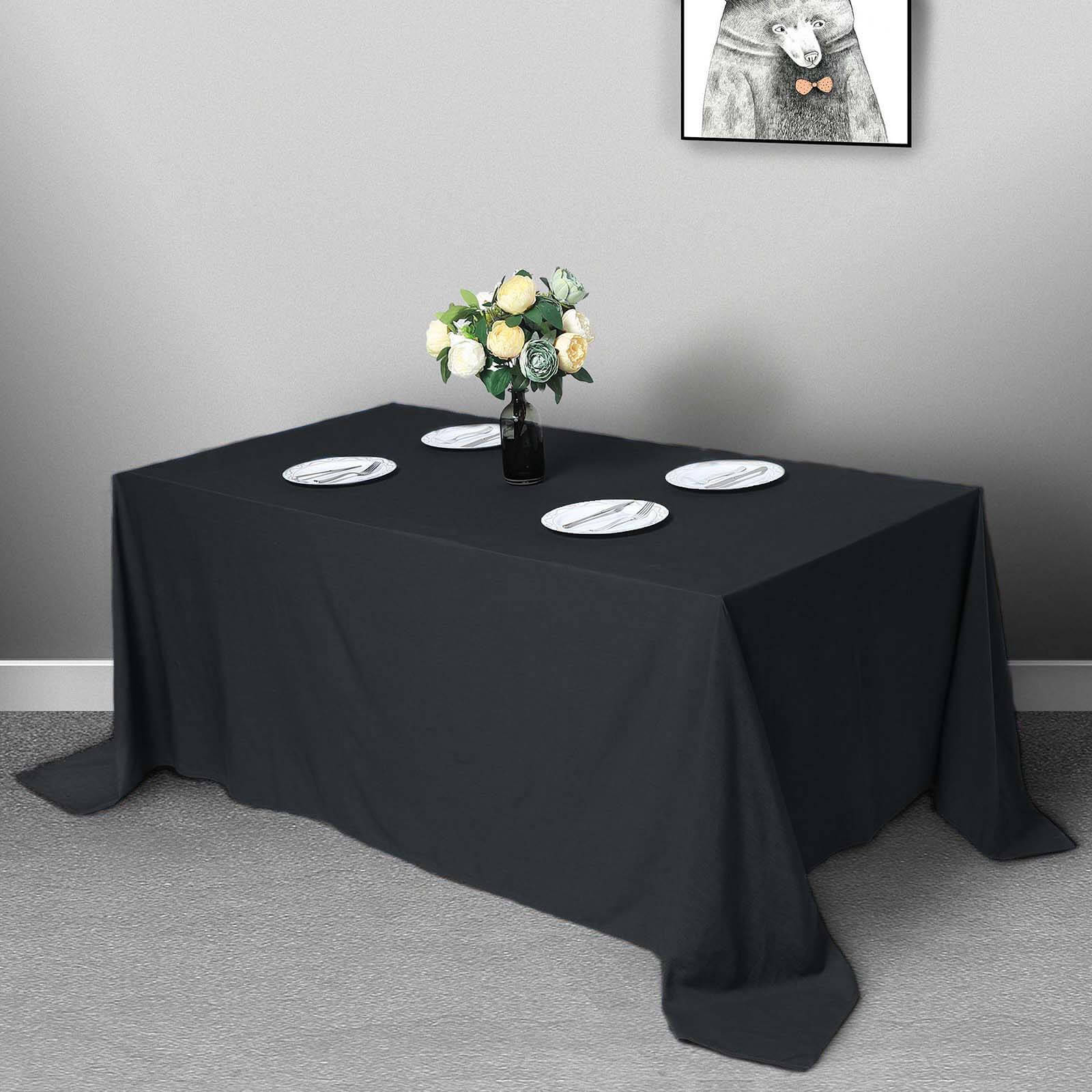 Black Seamless Polyester Rectangular Tablecloth 90