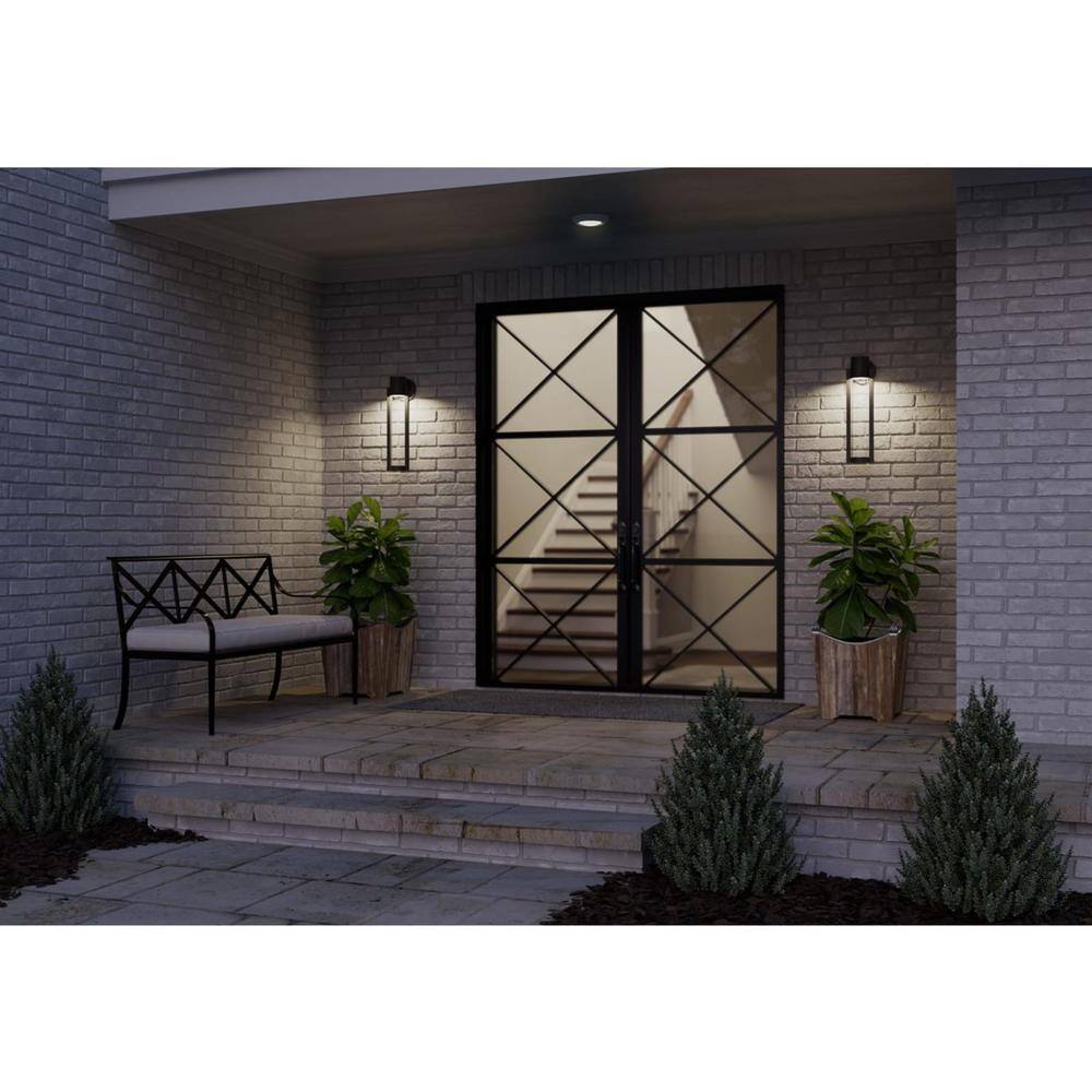 Progress Lighting Z-1030 LED Collection 1-Light Textured Black Clear Glass Modern Outdoor Medium Wall Lantern Light P560056-031-30