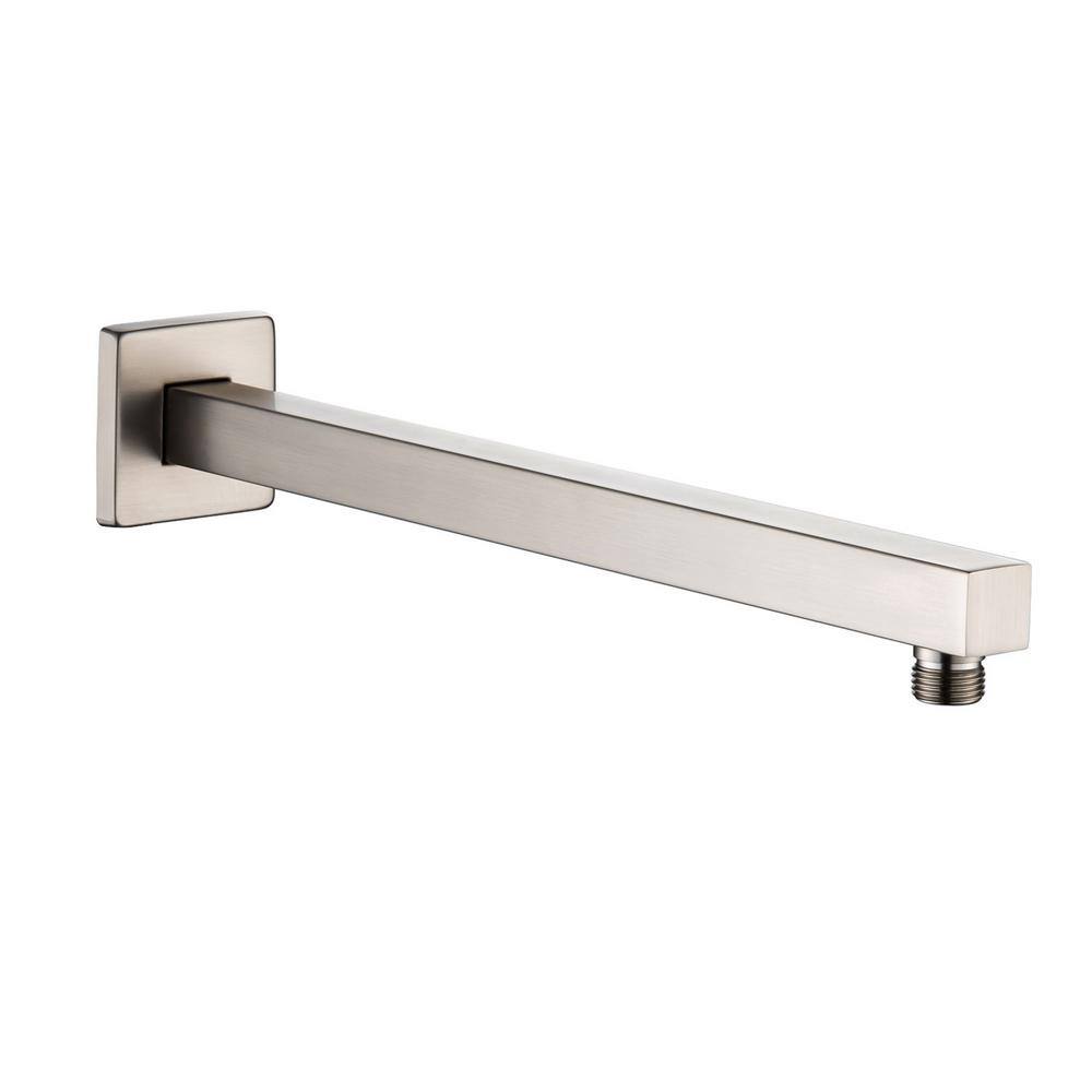 RAINLEX 16 in. Square Wall Mount Shower Arm and Flange in Brushed Nickel L1BN