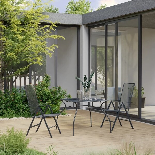 vidaXL 3 Piece Patio Dining Set Steel Anthracite