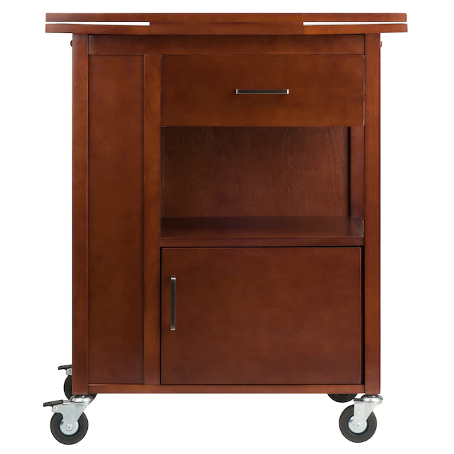 Winsome Wood 94643 Brown Wood Base with Wood Top Rolling Kitchen Cart (18.35-in x 27.56-in x 33.46-in)