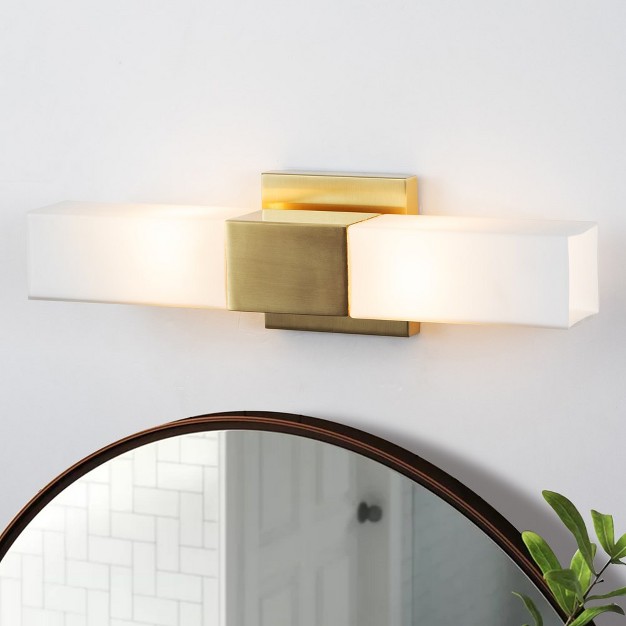 C Cattleya 2 light Vanity Light Indoor Wall Sconce Gold Finish With White Glass Shade