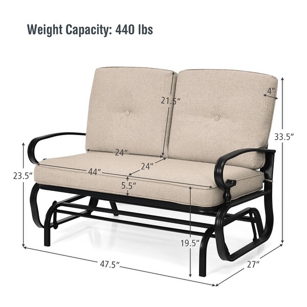 Costway 2Person Outdoor Swing Glider Chair Bench Loveseat Cushioned