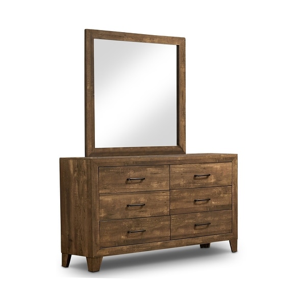 Furniture of America Loa Rustic Walnut Dresser and Mirror Set - - 31451302