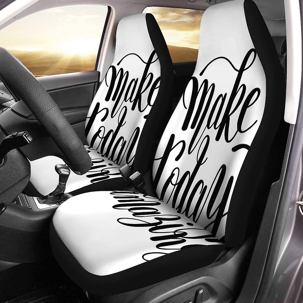 Set Of 2 Car Seat Covers Make Today Amazing Black Ink Handwritten Lettering Positive Quote Universal Auto Front Seats Protector Fits