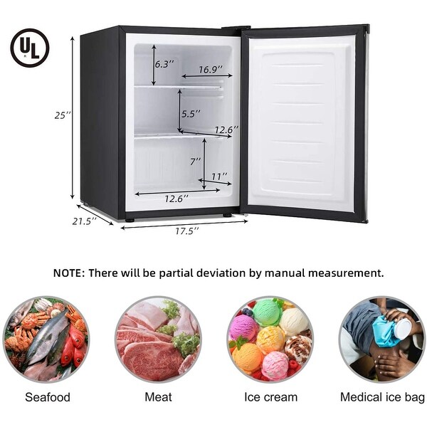 2.1 cu.Compact Upright Freezer Reversible Stainless Steel Door