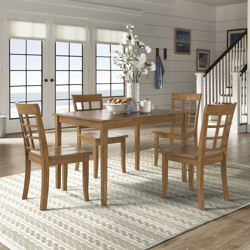 Wilmington II 48 Inch Rectangular Oak Finish 5 Piece Dining Set by iNSPIRE Q Classic